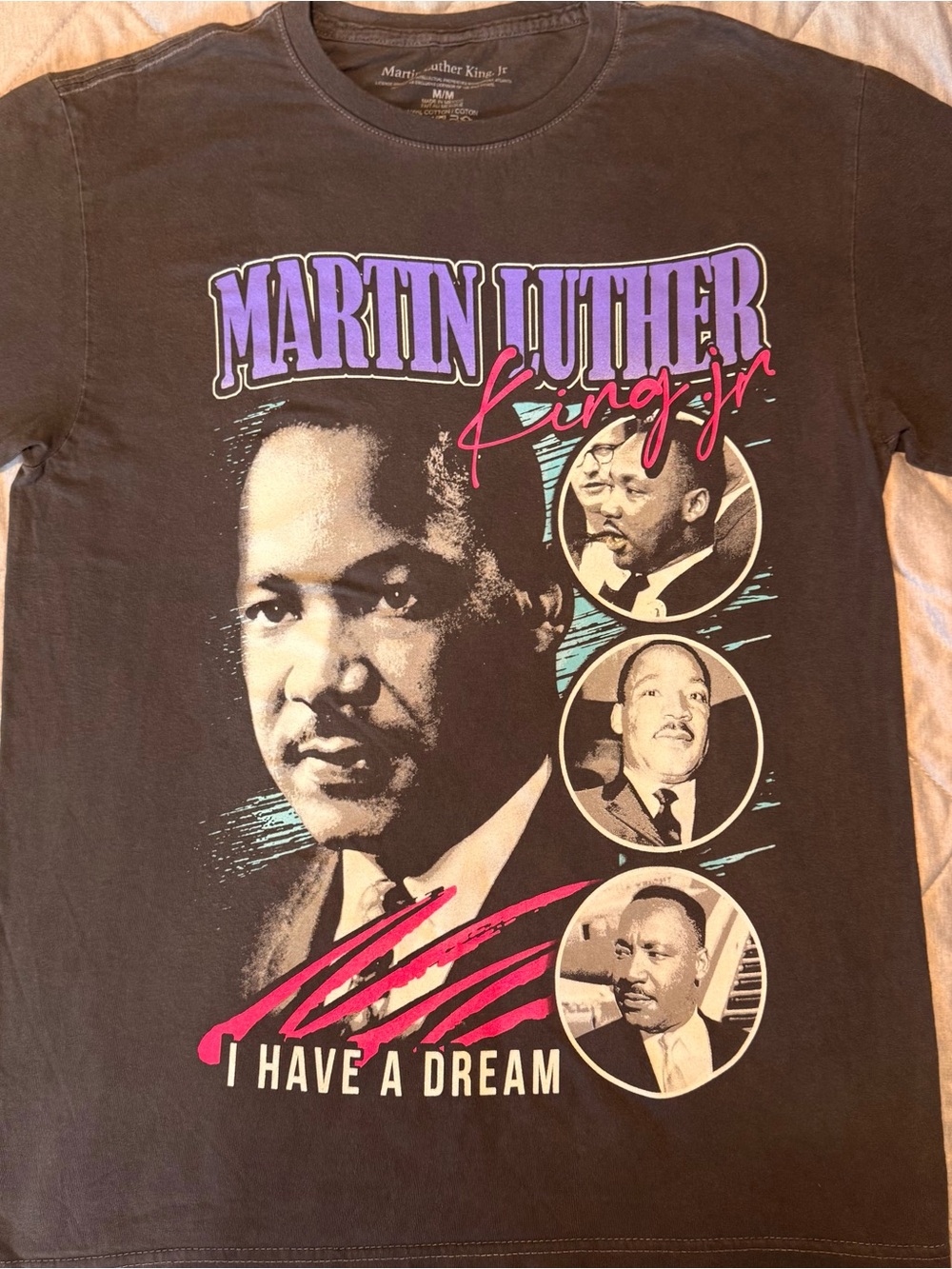 Martin Luther King Jr. Graphic Tee - Black with Purple & Pink Accents
